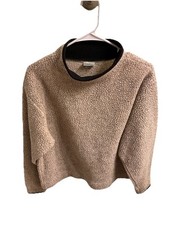 Vintage L.L. Bean Sherpa fleece pullover kids size XL beige black trim warm