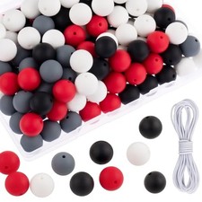 Silicone Beads, 15mm Silicone Beads for Keychain Making 70Pcs Classic Series