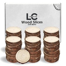 Wood Slices 2 Inch Rounds Discs Unfinished DIY Crafting Supplies 60 Pcs
