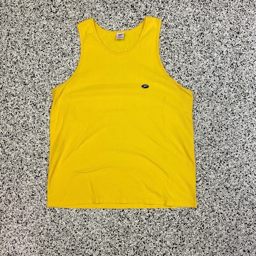 Vintage 90s Speedo Tank-Top XL Yellow Spellout Beach Tank Summer