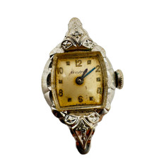 Vintage 1959 Bulova Diamond Ladies Mechanical Wristwatch 6 BL 10k White RGP