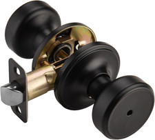 Matt Black Door Knob with Lock for Privacy round Knob, for Bath Bedroom