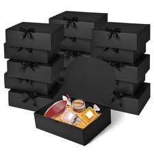 12Pack Black Gift Boxes with Lids, 12 9.8 3.1 Inch Groomsmen Proposal Box, Lu...