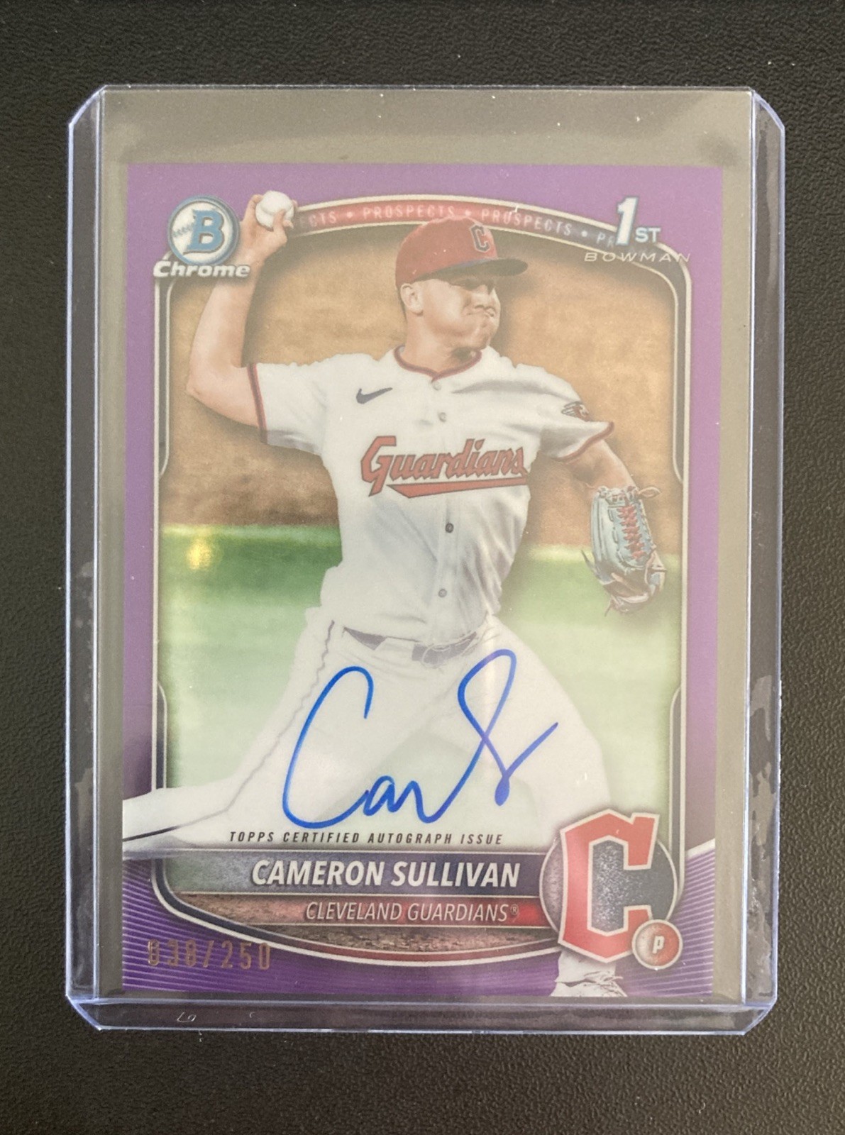 2025 Bowman Chrome Cameron Sullivan Cleveland #CPA-CS Purple Refractor Auto /250