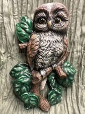 Vintage Owl Holland Mold Large Painted Owl Perched Wall Decor Ceramic Cute