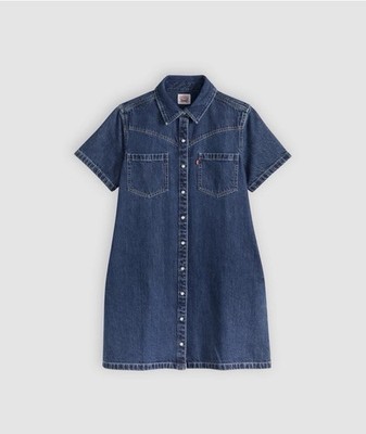Levi's Louisa Short Sleeve Denim Dress Medium Blue, Size Medium, Relaxed Fit