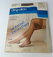 Sears Cling-Alon Proportioned Fit Stockings Nylon 2 PR Sandstone Classic 8.5-11