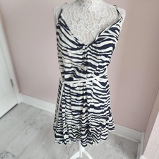 NWT Michael Kors navy white spaghetti lightweight summer dress w belt L