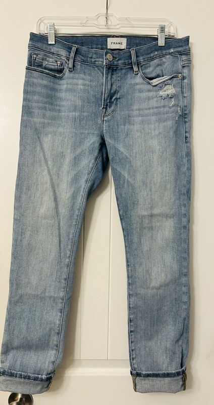 Frame Sz 28 Le Garçon Jeans Distressed Straight Leg Light Wash Great Condition