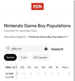 NBA Live 96 PSA 9.2 A+ Nintendo Game Boy Gameboy NOT WATA CGC VGA New Sealed
