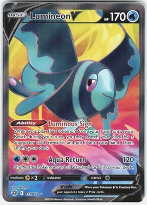 Pokemon Lumineon V (Full Art) SWSH09 Brilliant Stars 155/172 UR NM