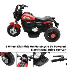 3 Wheel Kids Ride On Motorcycle 6V Powered Electric Dual Drive Toy Car Red