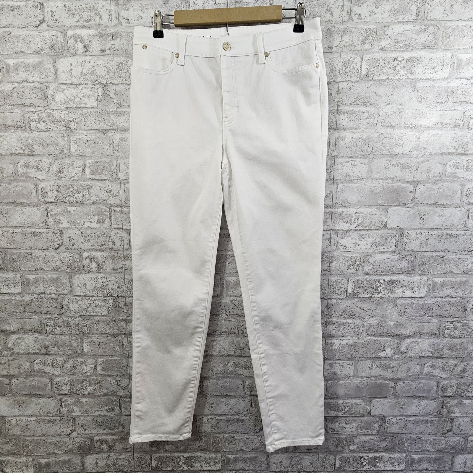 TALBOTS Flawless Five Pocket Slim Ankle White Denim Jeans Pants Womens Size 8