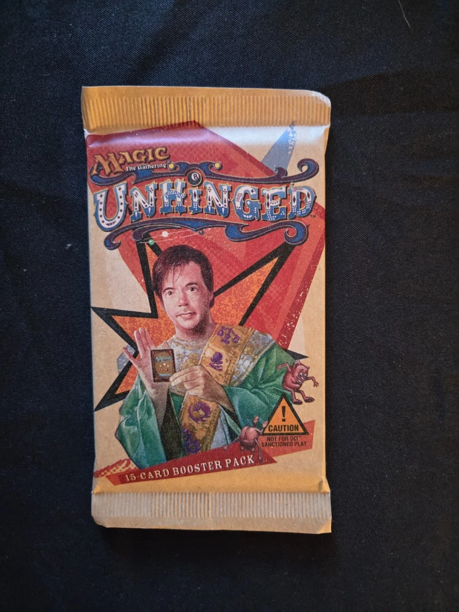 unhinged booster box MtG EMPTY ~ (zero packs) alongside a brand Mtg Unlimited Booster Box Magic: