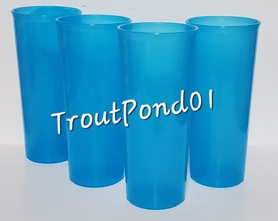 Tupperware Tumblers 16 oz Straight Sided Stacking Set of 4 Sheer Aqua Blue New