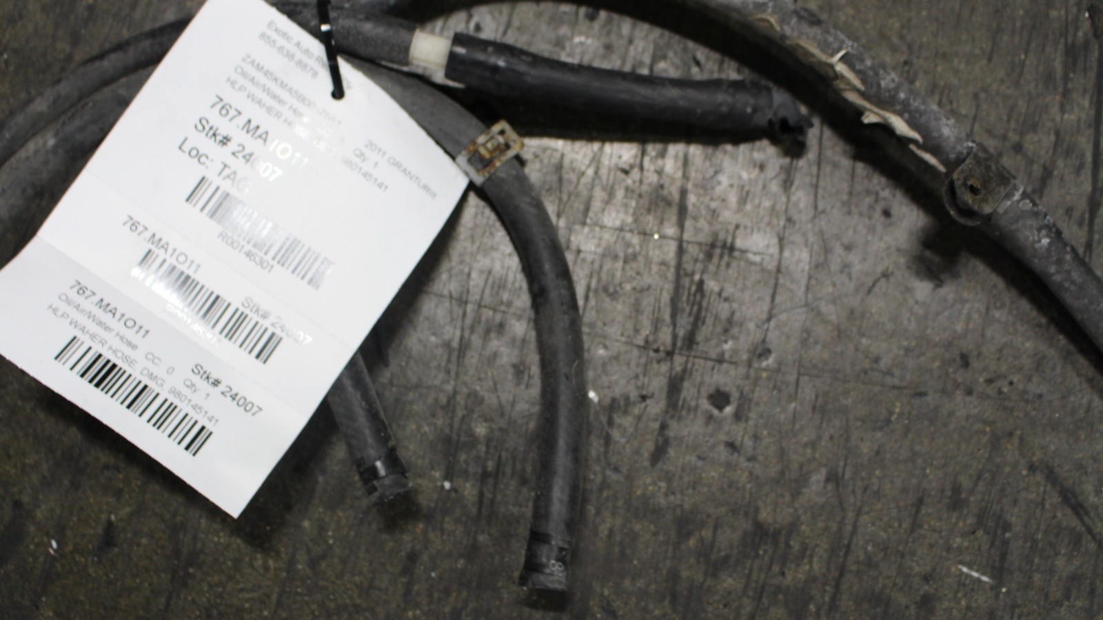 Maserati Granturismo, Headlight Lamp Washer Hose, DMG Used, P/N 980145141