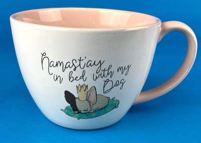 Pink Namastay in Bed With Dog Bulldog Mama Coffee Mug Cup 3.5'' x 4.25''