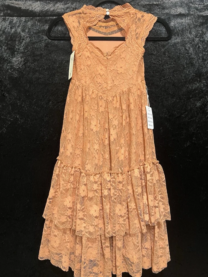 Mia Joy Emma Dress Girls Size 6 Tiered Lace Rust Zip Lined Sleeveless Easter NWT - Image 2 of 4
