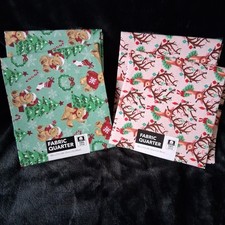 Jo Ann Cotton Christmas Fabrics - Fat Quarters Lot of 4- Retro Reindeer  Bears