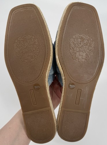 NEW Vince Camuto Women’s Jinannie Buckle Espadrille Denim Mules Blue Sz 7M Flaw - Picture 9 of 16