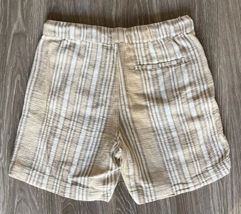 Shorts de malha listrado Plugg Co masculino M 32-34 cintura elástica algodão costura interna 6,5” - Imagem 2 de 4