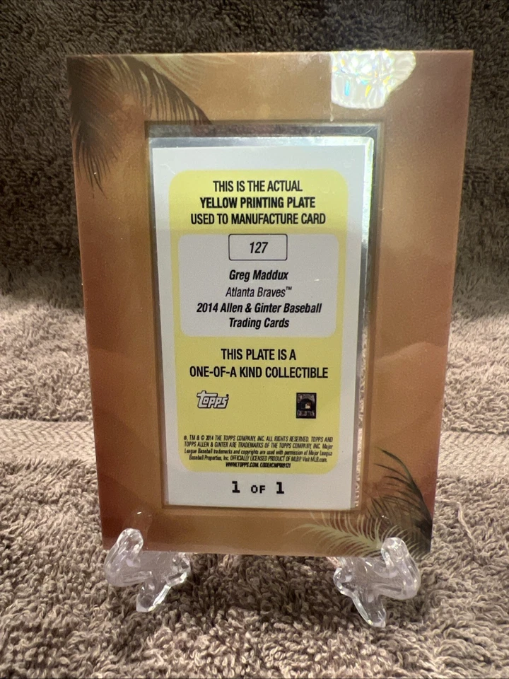 2014 Topps Allen & Ginter GREG MADDUX YELLOW MINI FRAMED PRINTING PLATE #1/1 - Image 4 of 4