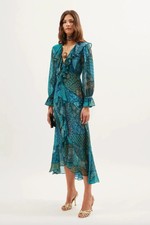RIXO Gracye Midi Dress - Ibiza night teal