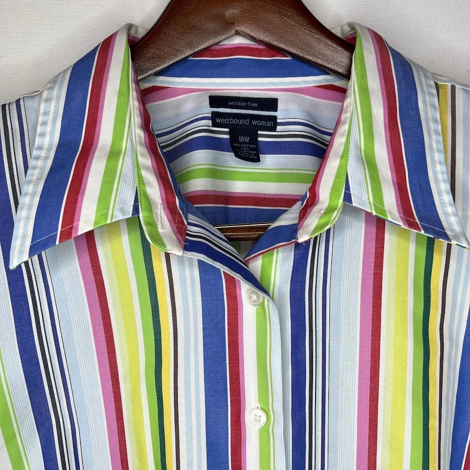 Westbound Woman Wrinkle Free Striped Button Shirt Women’s 18W - Image 3 of 4