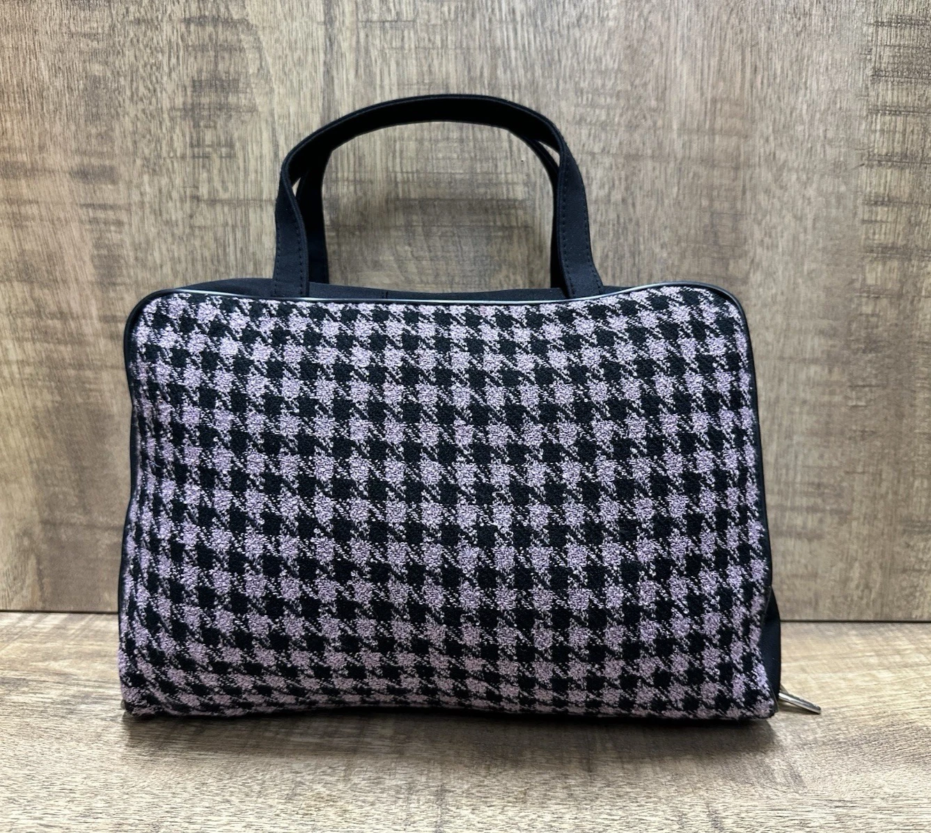 Lancome purple and black zip cosmetic bag organizer 10x7.5x3 inches