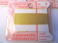 THREE Cards Griffin 100 Silk Thread Cords W/Needle Size 5 Yellow G68 DNG