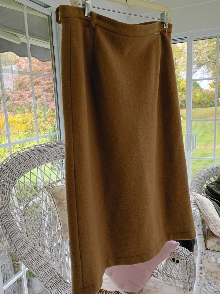 Saia de Lã Vintage Geiger Áustria Feminina Tamanho 40 EUA 9 Camal - Imagem 3 de 4