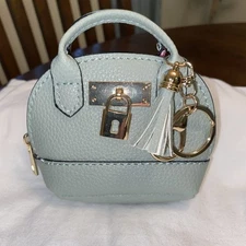 Mini Purse Keyring Wallet Split Ring and Clip Teal Mint Green Zip Closure NEW