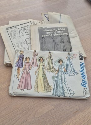 Vintage 1969 Simplicity 8091 Hochzeit Brautjungfer Kleid Schnittmuster Größe 12