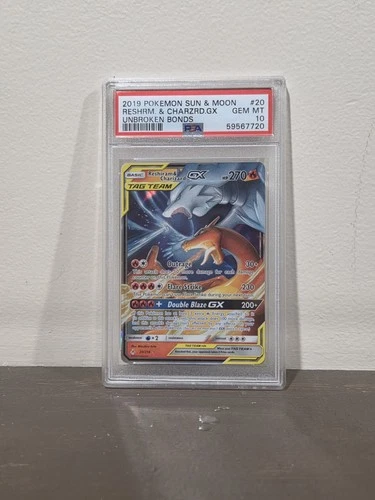 Pokemon Reshiram & Charizard GX 20/214 Unbroken Bonds, Graded PSA 10