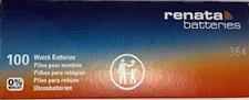 Renata 364 SR621SW 1.55V Silver Oxide Battery-Box of 100 W/TRACKING Exp.07/ 2028