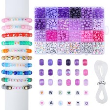 Purple Pony Bead Kit 18 Colors Kandi Beads Kit for Bracelet Friendship Bracel...