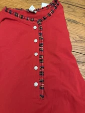 J.Crew Women’s Tartan Plaid Red Jeweled Button Henley Tunic Top NWT Size S Small