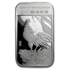 1 oz Silver Bar - APMEX (2017 Year of the Rooster) 89.46 per troy oz
