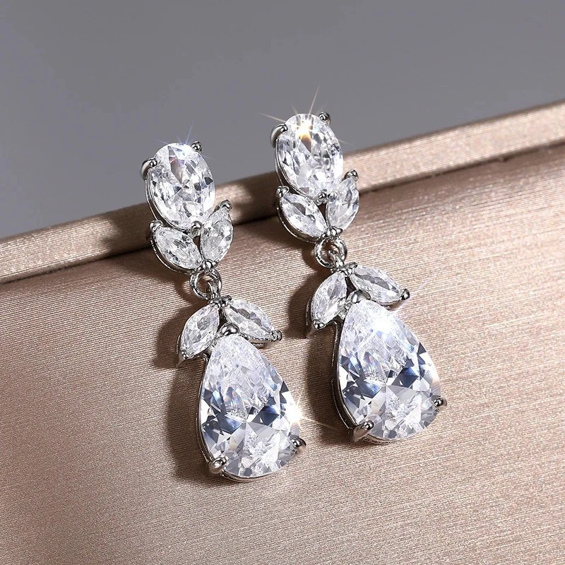 5 Ct Lab-Created Diamond 925 Sterling Silver Pear Drop Earrings for Women Gift - Image 4 of 4