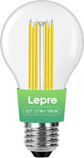 E27 Screw Bulb, A-Rated Ultra-Efficient LED Bulb, 7.2W = 100W, 1521Lm, 2700K War