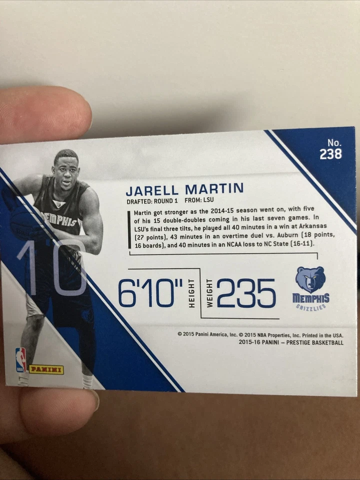 2015-16 Panini Prestige - Rookies Jarell Martin #238 Bonus Shots Light Blue (RC) - Image 3 of 3