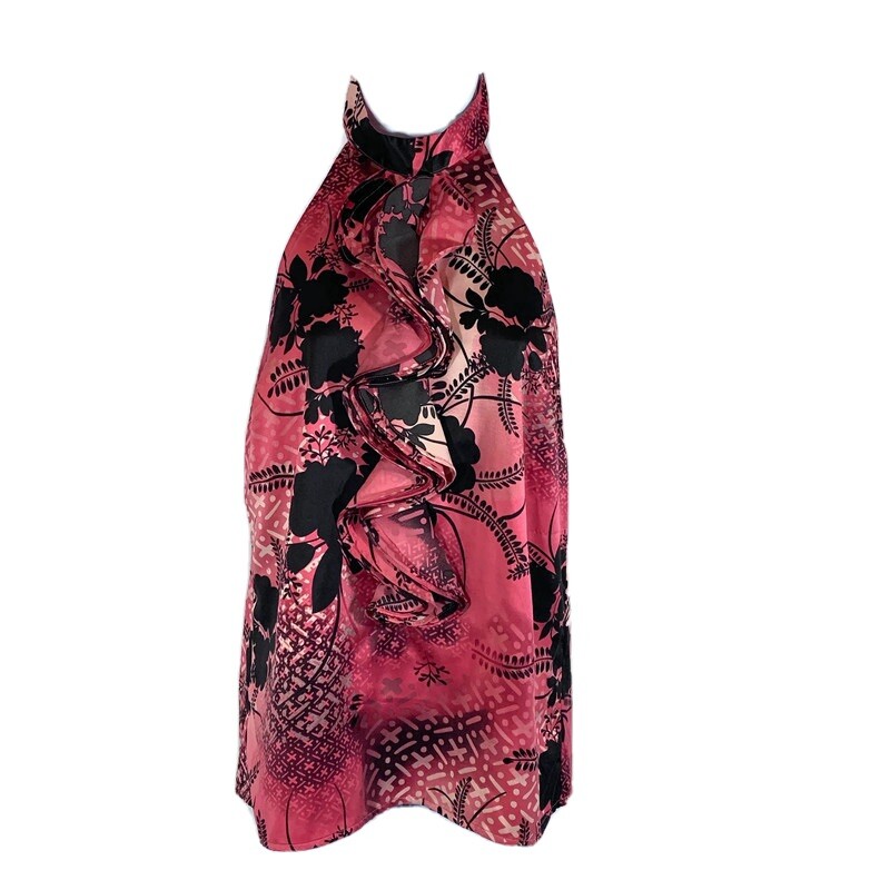 The Limited Stretch Pink Black Floral Halter Top Womens Size XS New