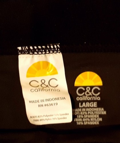 NWT C&C CALIFORNIA CROPPED LEGGINGS - L LARGE - BLACK - GLITTER WAISTBAND - Picture 10 of 11