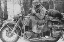 WW2 Picture Photo A German Soldier & his motorcycle 1549