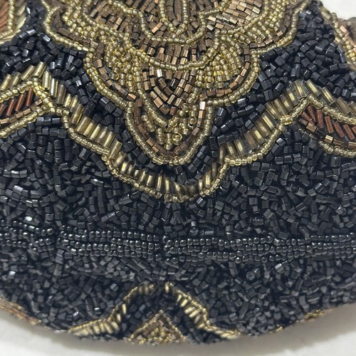 Vintage Handmade Beaded Satin Evening Clutch Purse Shoulder Bag - Picture 10 of 13