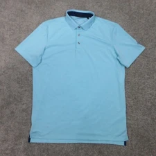 Greyson Polo Shirt Mens Medium Blue Solid Performance Stretch Golf SC Logo Wolf