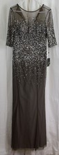 Adrianna Papell Half Sleeve Beaded Illusion Gown Sweetheart Neckline Lead Size 8