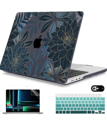 Mektron Case for MacBook Pro 16'' Hard Shell Plastic Laptop Cover Dahlia Flower