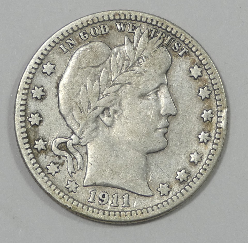 1911D Barber Quarter FINE Silver 25c eBay