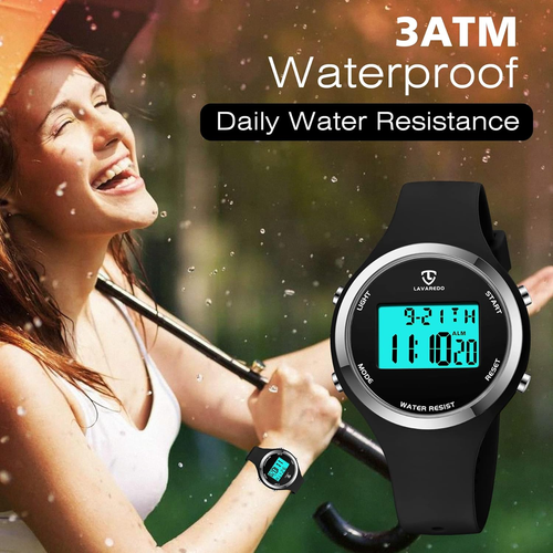 Uhren für Damen, Digitaluhr Damen Outdoor Sport mit Alarm/Stoppuhr/Chron - Bild 7 von 12